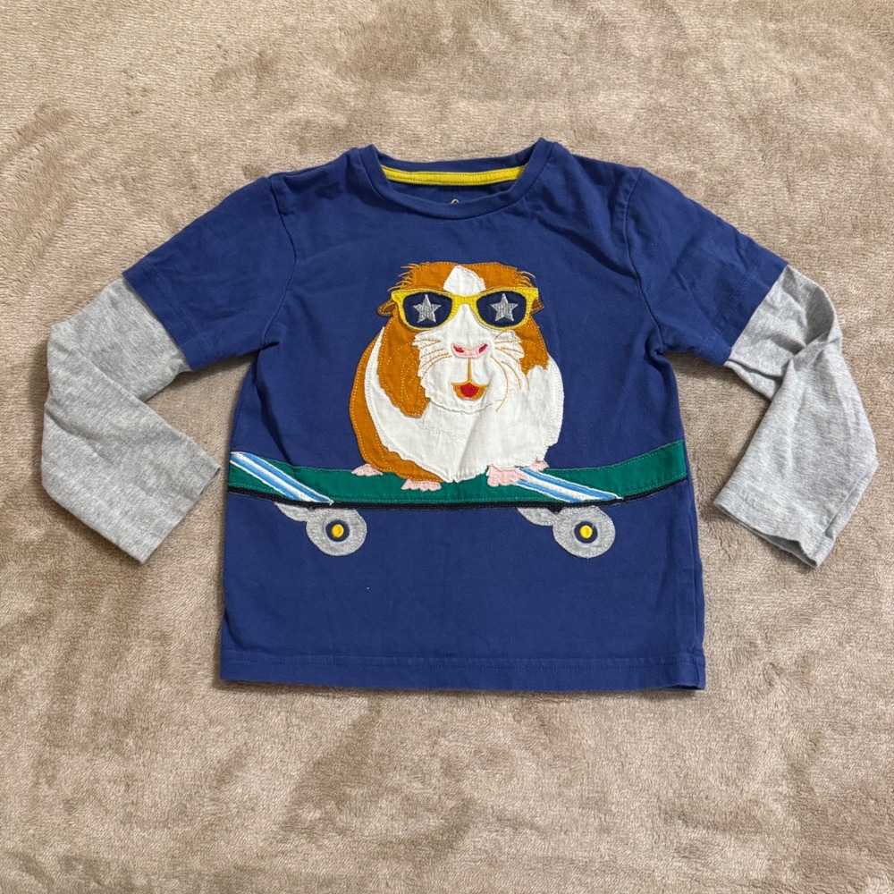 Mini Boden Kids Blue Guinea Pig Skateboard Graphic Layered Tee 2-3Y 98cm B1287